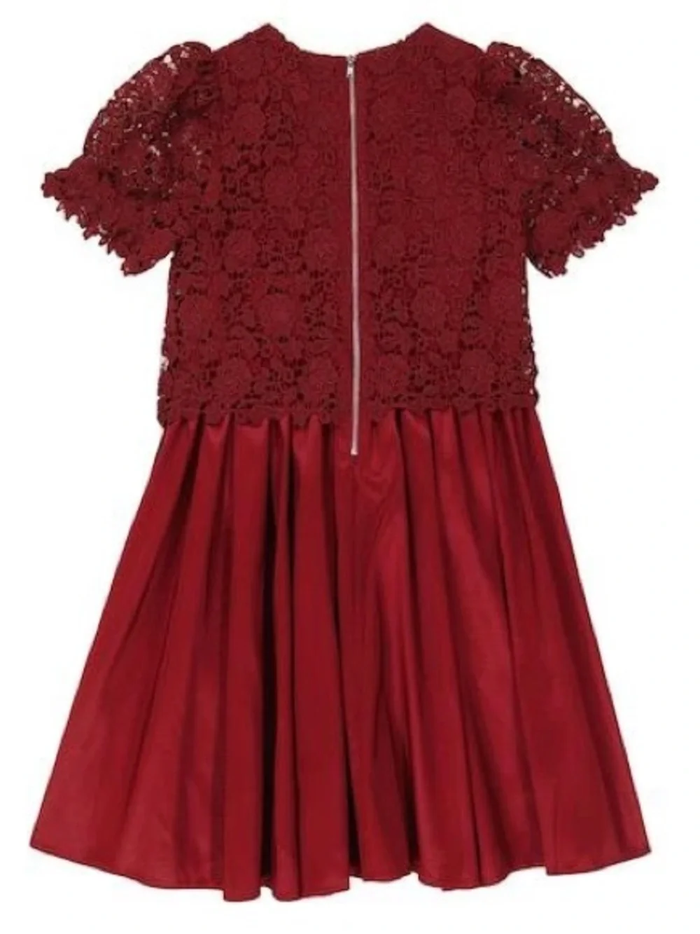 ❤️ Self-Portrait Guipure Lace Silk Dress | Burgundy | Girls 3–4Y ❤️